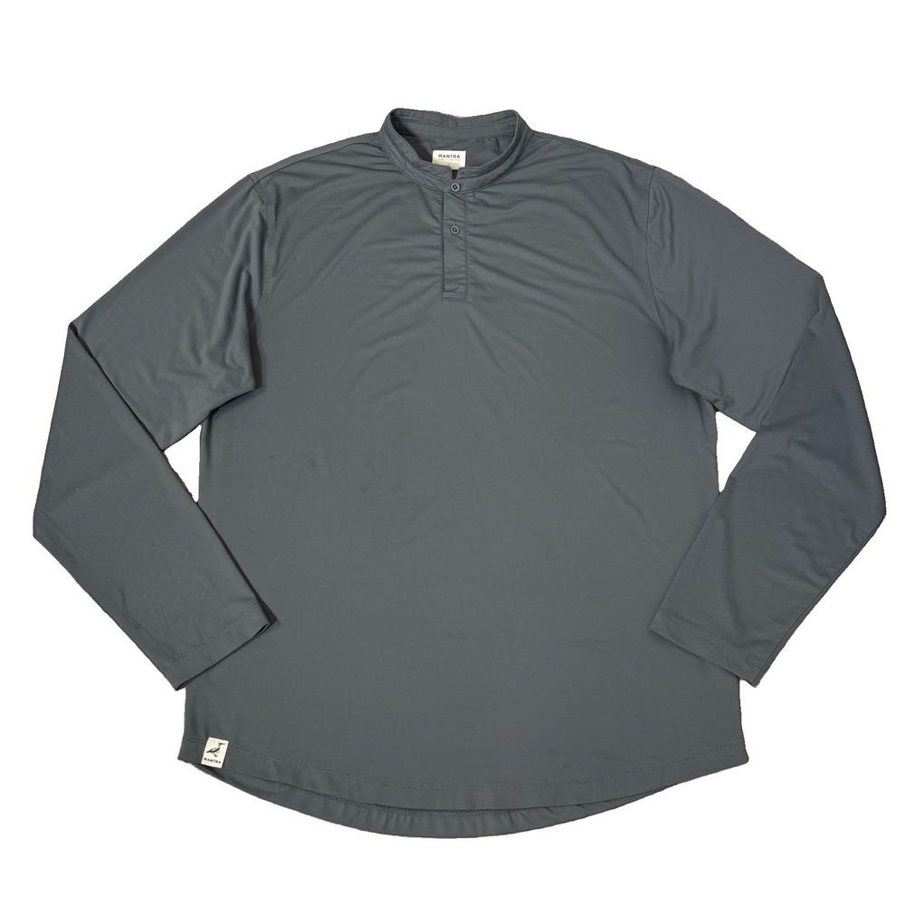Mantra Catalyst Polo Shirt Henley Long Sleeve Performance Golf Gray